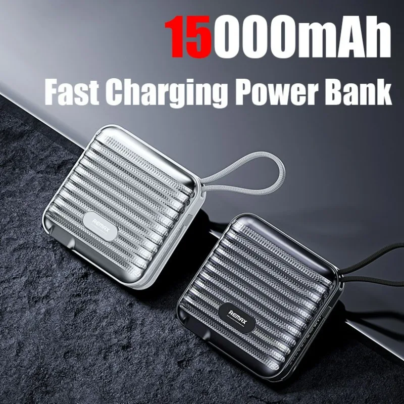 

15000mAh Large Capacity Portable Power Bank Supply with 2 Lines AC Plug 35W Fast Charging Powerbank for Phones Laptop Computers