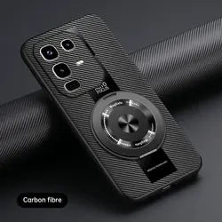 Elegant 360 Rotating Magnetic Holder Leather Case with Sheepskin Finish for Infinix Note 50s (Carbon fiber pattern)