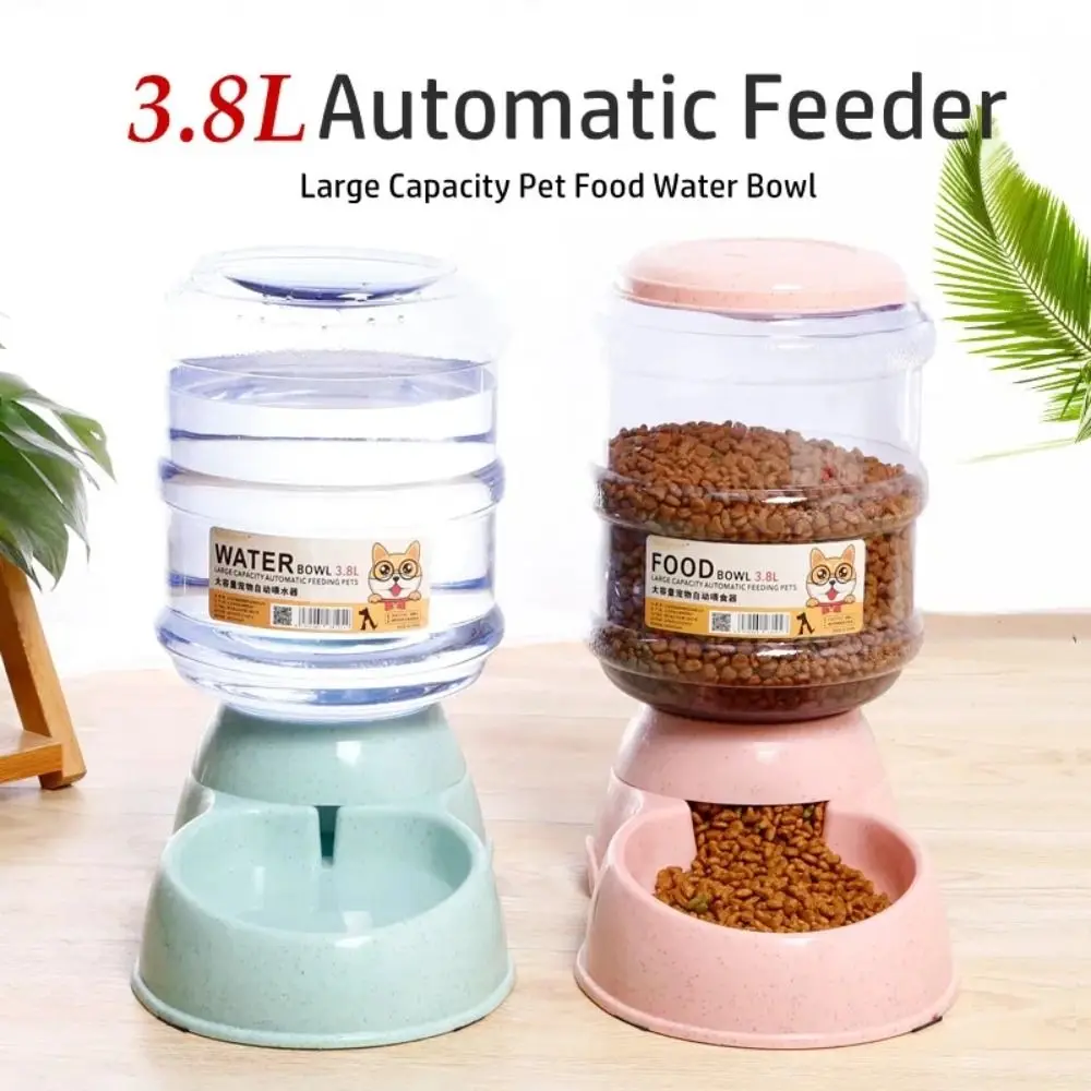 

3.8L Automatic Water Bottle Plastic Dog Cat Food Dispenser Durable Pet Food Drinking Bowl for Pet Supplies