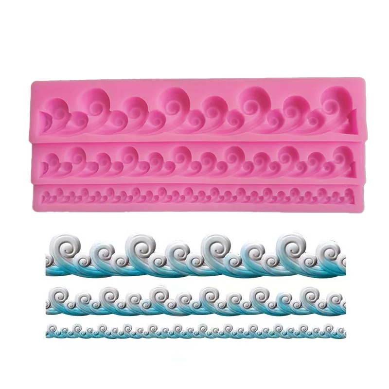 

3D Sea Pearl Wave Silicone Cake Mold DIY Border Fondant Cake Decorating Tools Sugarcraft Chocolate Gumpaste Mold Baking Tools
