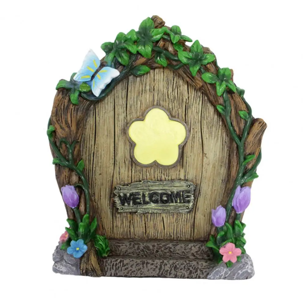 

Garden Decor Fairy Gnome Door Sculpture for Garden Ornament Outdoor Decor Miniature Figurine with Window Design Tree Art Garden