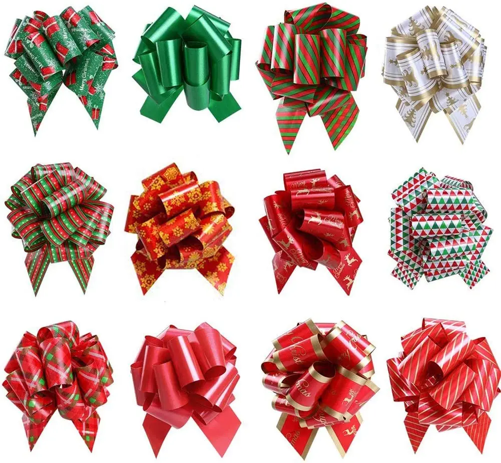 Christmas Pull Bows Gift Wrapping Pull Bow with Ribbon - 5 Wide