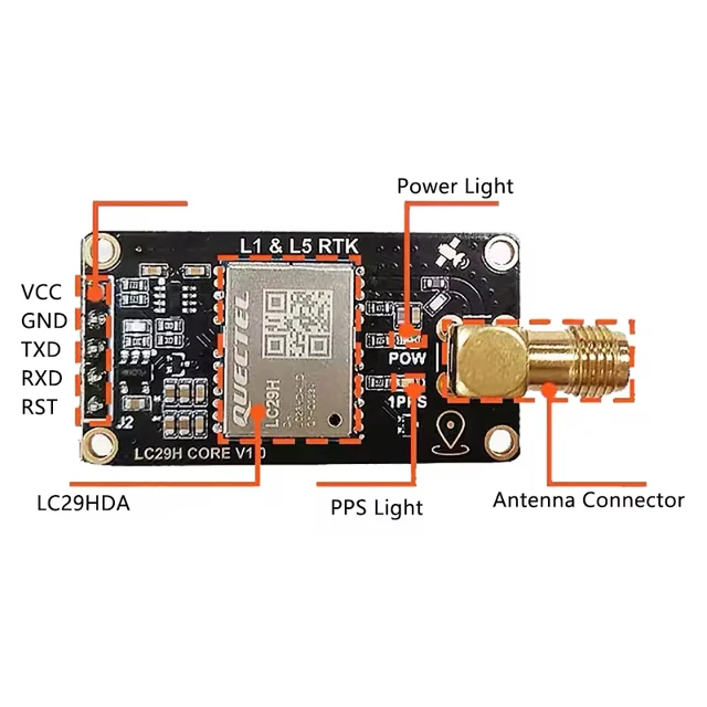 Quectel LC29H Module LC29HDA RTK Positioning Core Board Dual Band L1+L5 GPS Glonass Galileo GNSS High-precision Centimeter Level 4