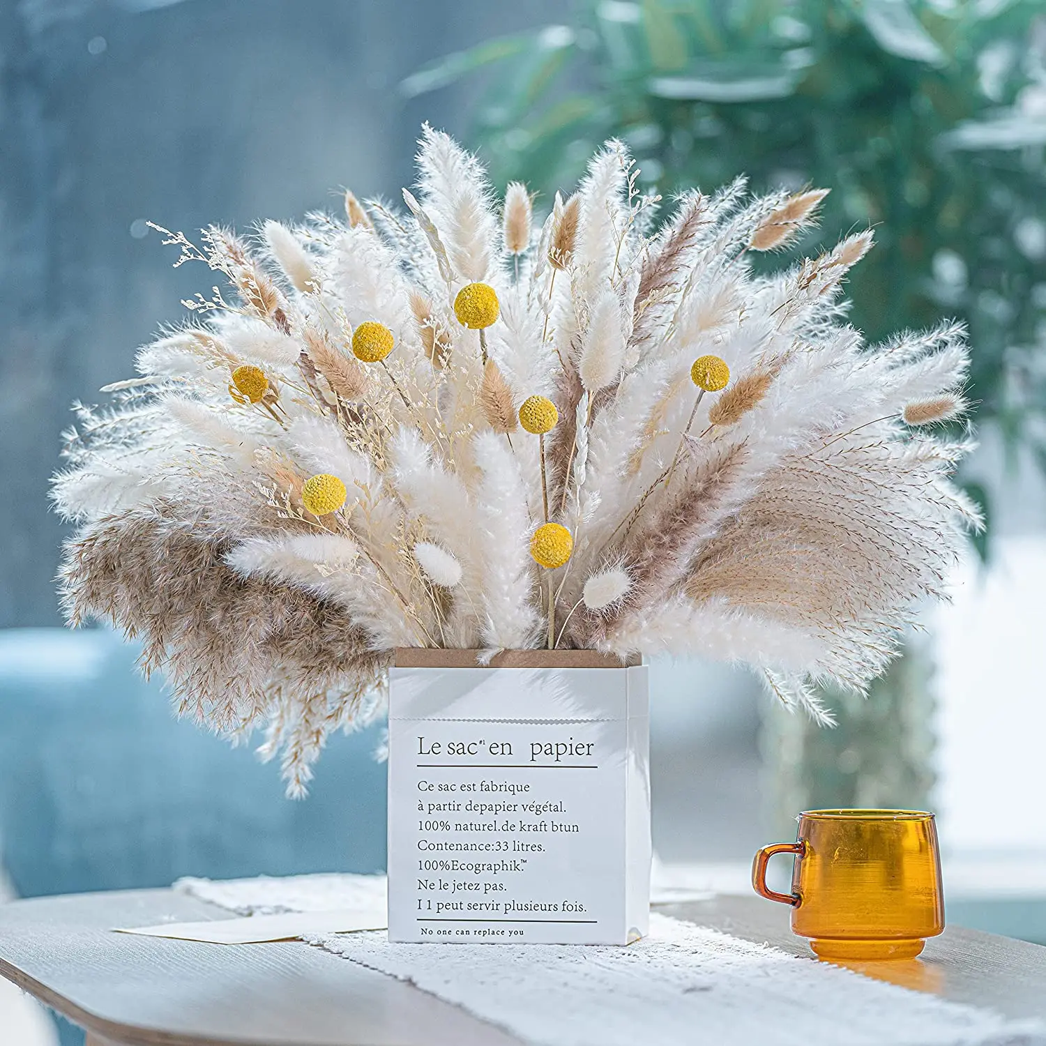 

Natural Pampas Reed Mixed Bouquets Flower Bags Boho Home Decor Dried Flower Bouquets Rabbit Tail Wedding Dekoration Pampas Grass