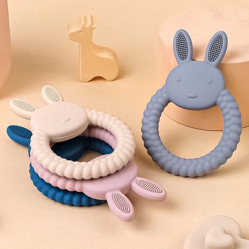 

2Pcs Baby Teether Cartoon Silicone Toy BPA Free Rabbit Nursing Teething Gifts Baby Health Molar Chewing Newborn Accessories Toy