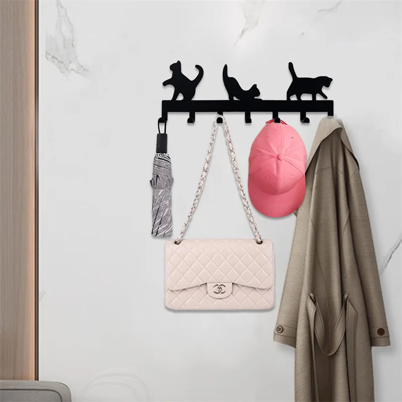 lovely cat shape metal Key Holder for Wall Decorative Key Mount Hanging Key Rack Hallway Entryway Office Kitchen decor 2