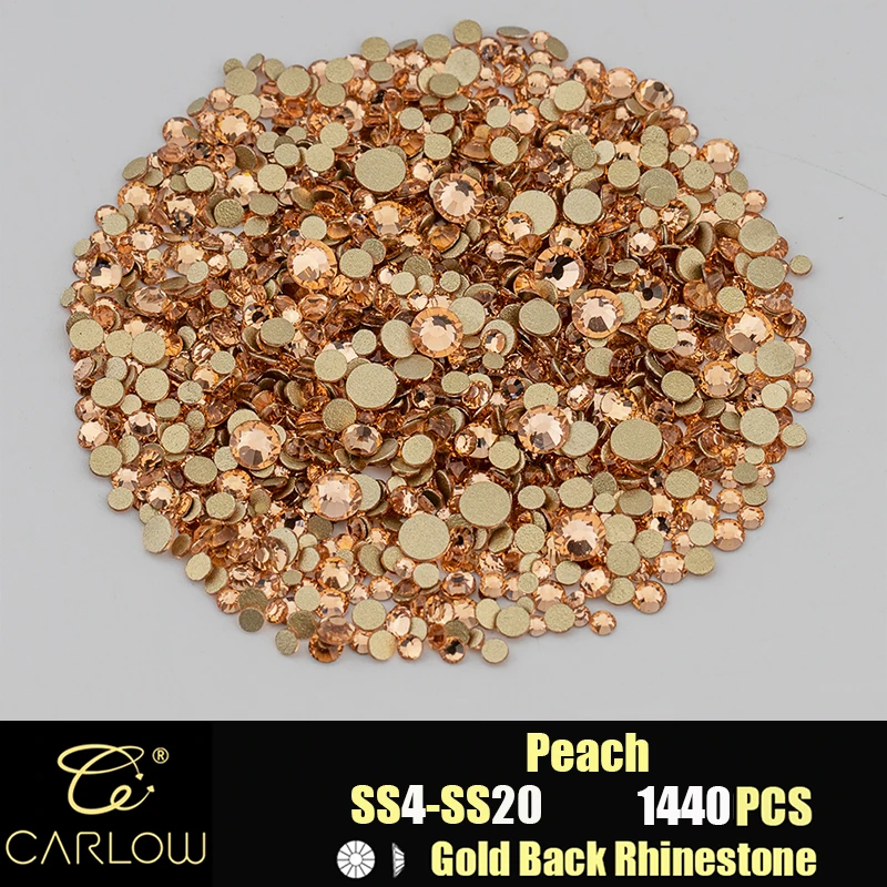 Shiny Gold Back Glass Crystal Rhinestones for DIY Crafts and Nail Art - 1440 Pieces
