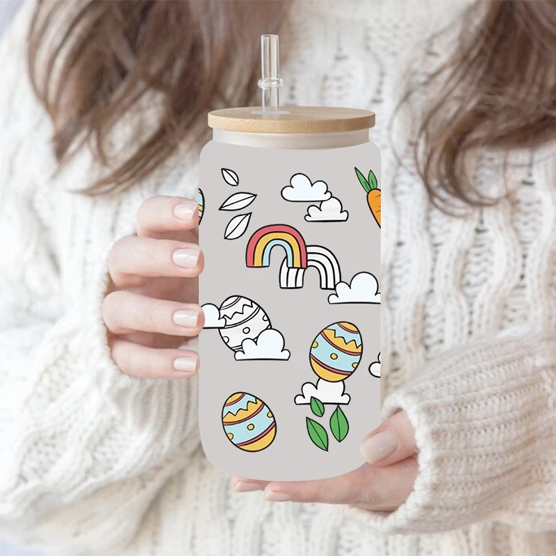 UV DTF Transfers Stickers Cup Wraps Bunny Happy Easter Printed for DIY Glass Ceramic Metal Leather 3D 16oz D6263 dtf transfer sticker