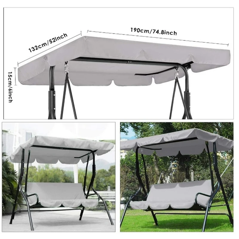 Outdoor Patio Swing Top Cover Chair Cover Sun Canopy Cover Park Swing Rain Shelter Home Garden Waterproof Furniture Cover images - 6