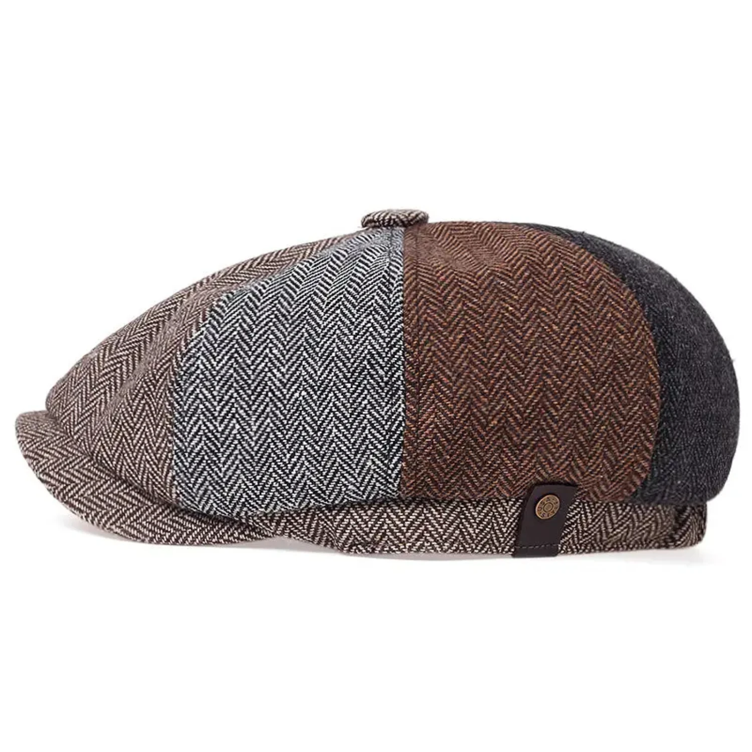 Stylish Mens Classic Vintage Herringbone Newsboy Beret Hat with Flat Brim for Winter Retro Look Hooded hair dryer Bonnet silk 3