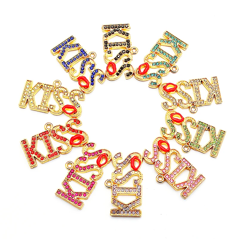 

10 шт. Стразы Подвески с надписью Kiss LTC0079-LTC0082 для ожерелья браслета брелока аксессуары для изготовления ювелирных изделий оптом