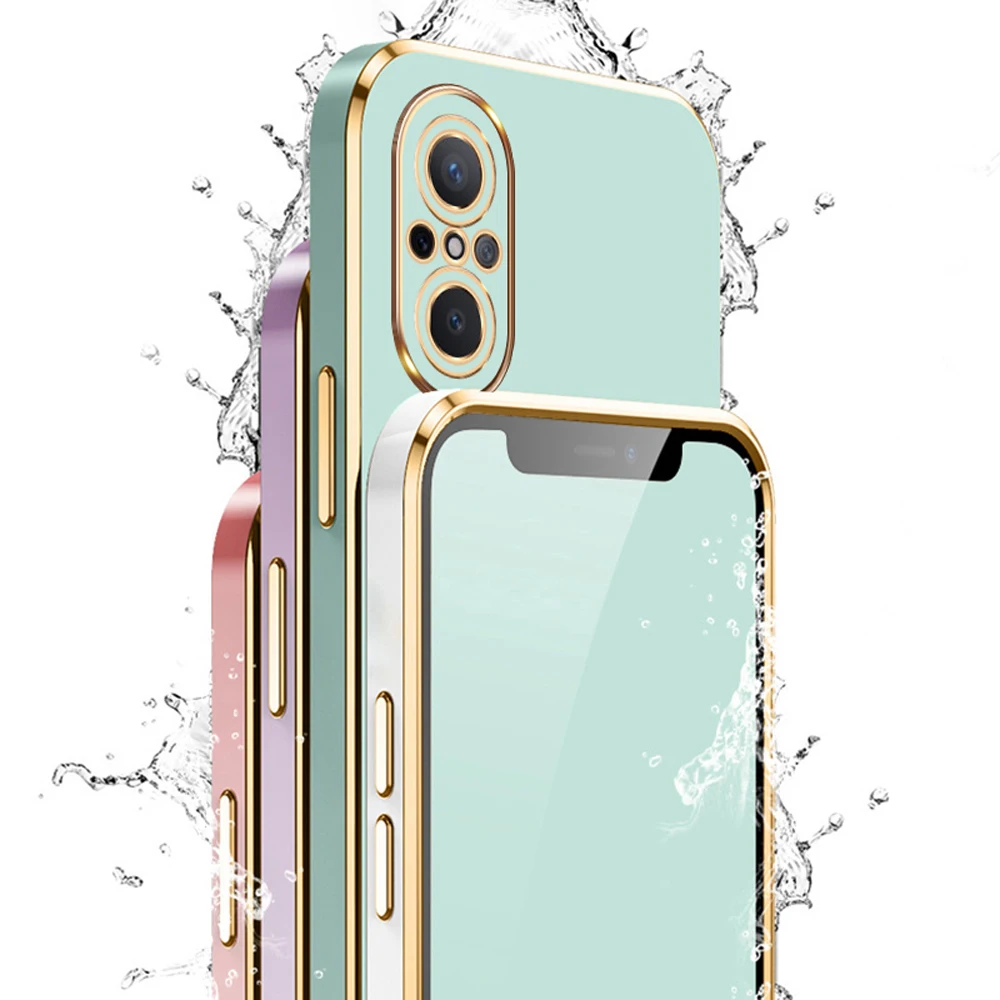 Luxury Square Plating ShockProof Silicone Back Cover