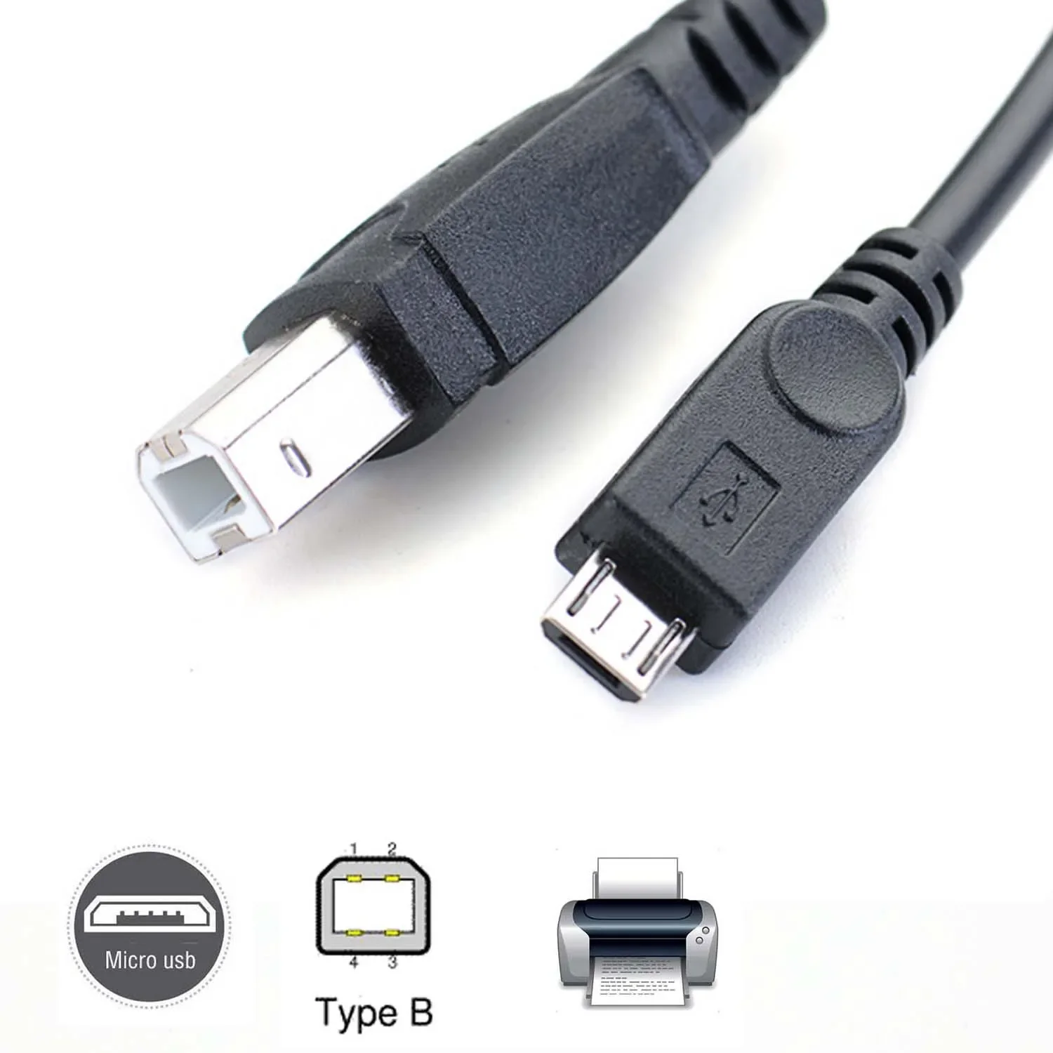 마이크로 usb 남성 USB 2.0 B 남성 데이터 OTG 케이블 코드 전화 프린터 스캐너 지원 스마트 폰 태블릿
