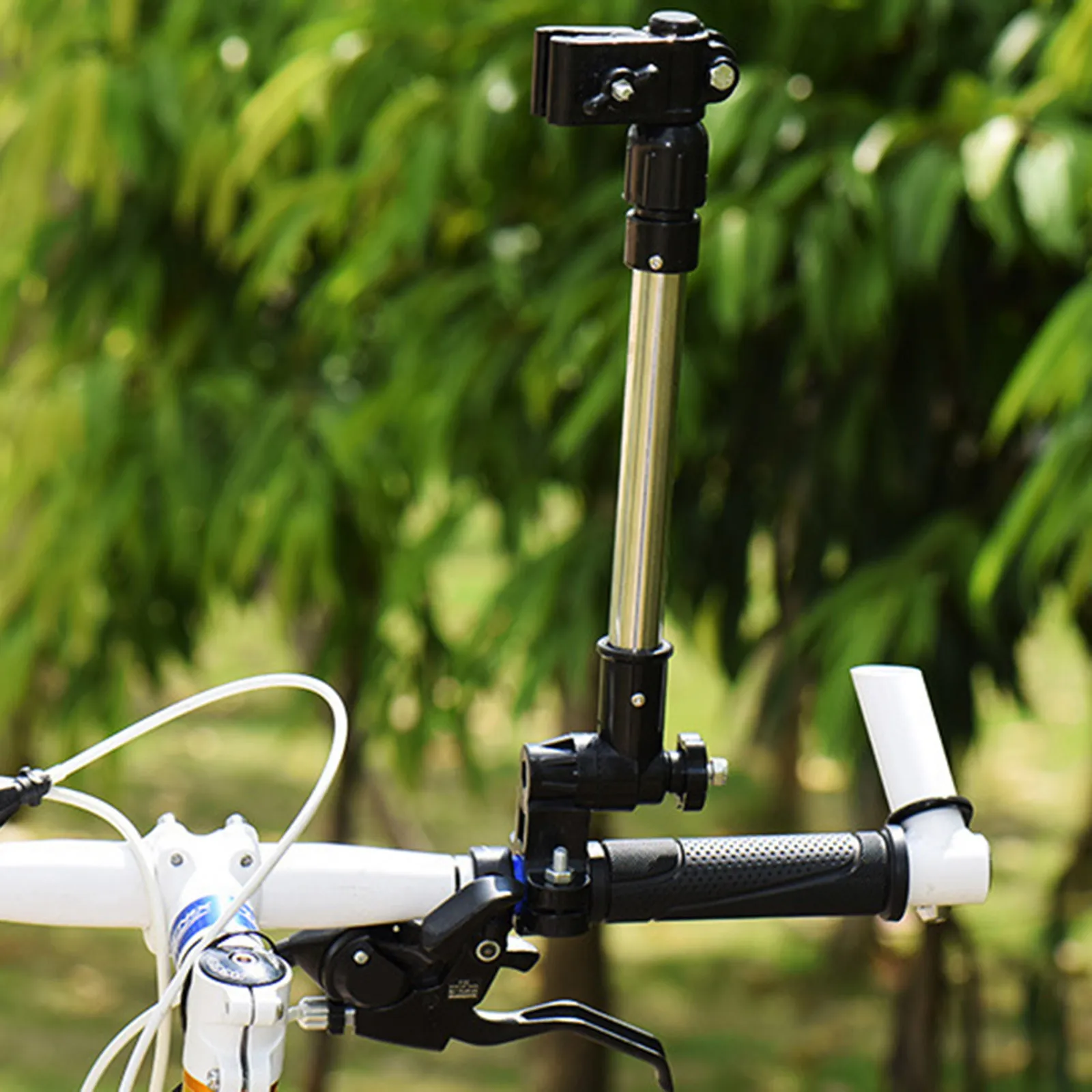 Stainless Steel Umbrella Stands Any Angle Swivel Wheelchair Bicycle Umbrella Connector Stroller Holder Rain Gear Tool