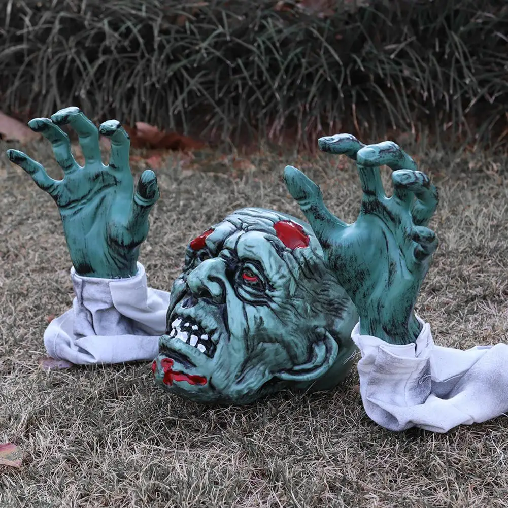 

3Pcs/Set Skeleton Skull Hands Decoration Skeleton Head with Hands Halloween Skeleton Stakes Festival Halloween Decoration