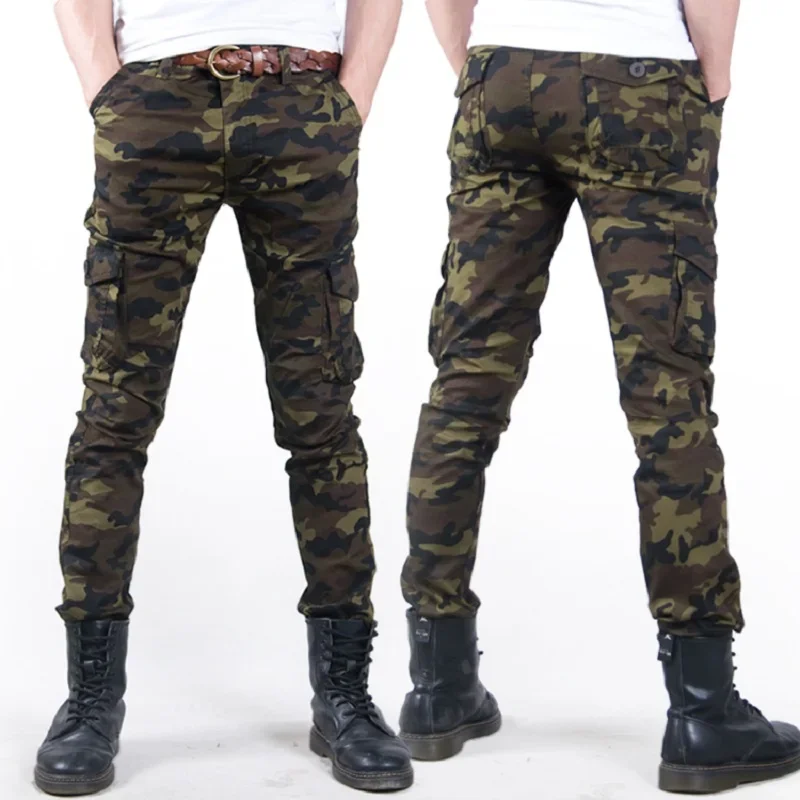Streetwear Fashion Camo Casual Men Trousers Thin Camouflage Slim Spring Summer Skinny Pencil Cargo Pants