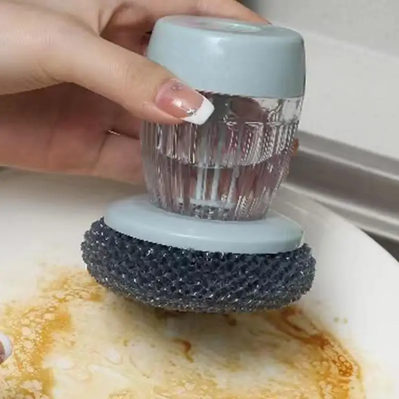 Dish Brush With Soap Dispenser Push Dispensing Dish Scrubber Scrub Brush Portable Soap Dispenser Cleaning For