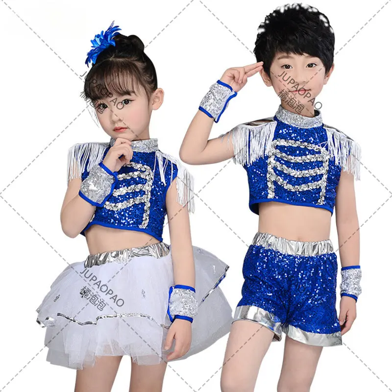 

June 1st Kindergarten Jazz Performance Clothes Halloween Boys and Girls Modern dance Sequins Poncho Dress Dance Clothes