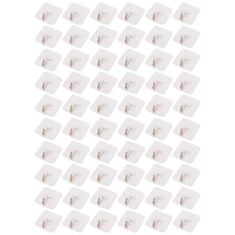 

Heavy Duty Self Adhesive Hooks Transparent Reusable Seamless Adhesive Wall Hooks For Kitchens, Bathroom
