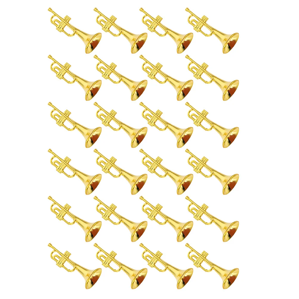 24 Pcs Musical Instrument Model Trumpet Mini DIY Adorn Instruments Wreaths Decor Toy House Ornament Christmas Tree