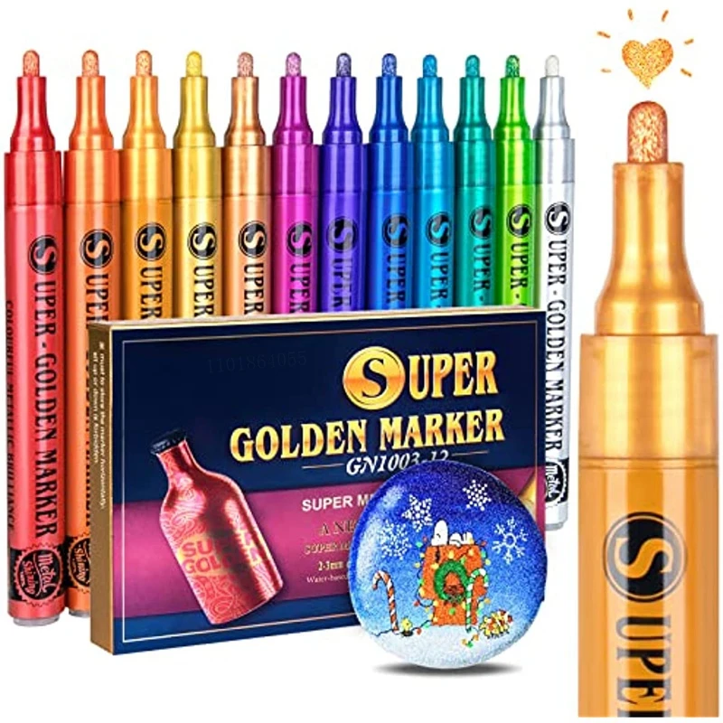 Haile-rotuladores de pintura acrílica de 12 colores, marcadores