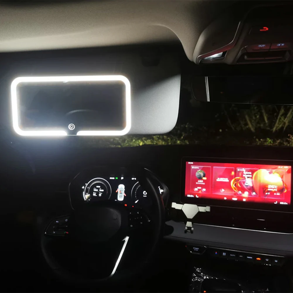 

Беспроводное косметическое зеркало с козырьком от солнца, с регулируемой яркостью светильник 3, зеркало для макияжа, автомобильные аксессуары