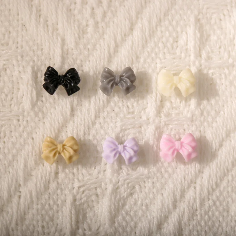 50PCS 미니 3D 아크릴 네일 아트 보우 매력 액세서리 가짜 손톱 장식 용품에 대 한 귀여운 수 지 Bowknot 매니큐어 재료