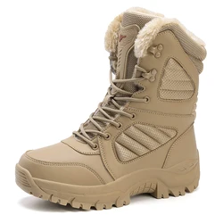 Men's High-Top Waterproof Winter Boots - Thick, Warm Outdoor Snow & Hiking Footwear - 8 (Brown)