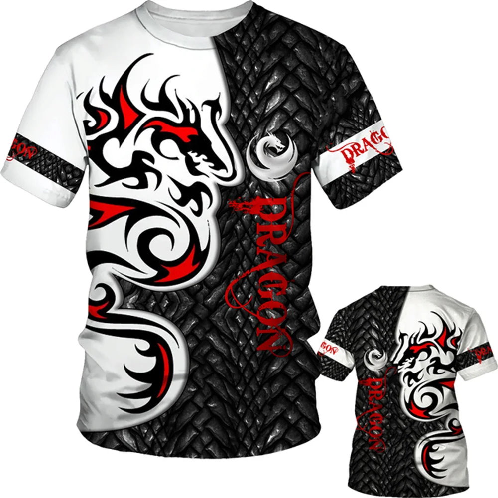 

3D Flying T-Shirt Dragon Tattoo Printing Men's Sportswear 2 Piece Set Fashion T-Shirt Men's Sportswear Casual Men's Clothing Set