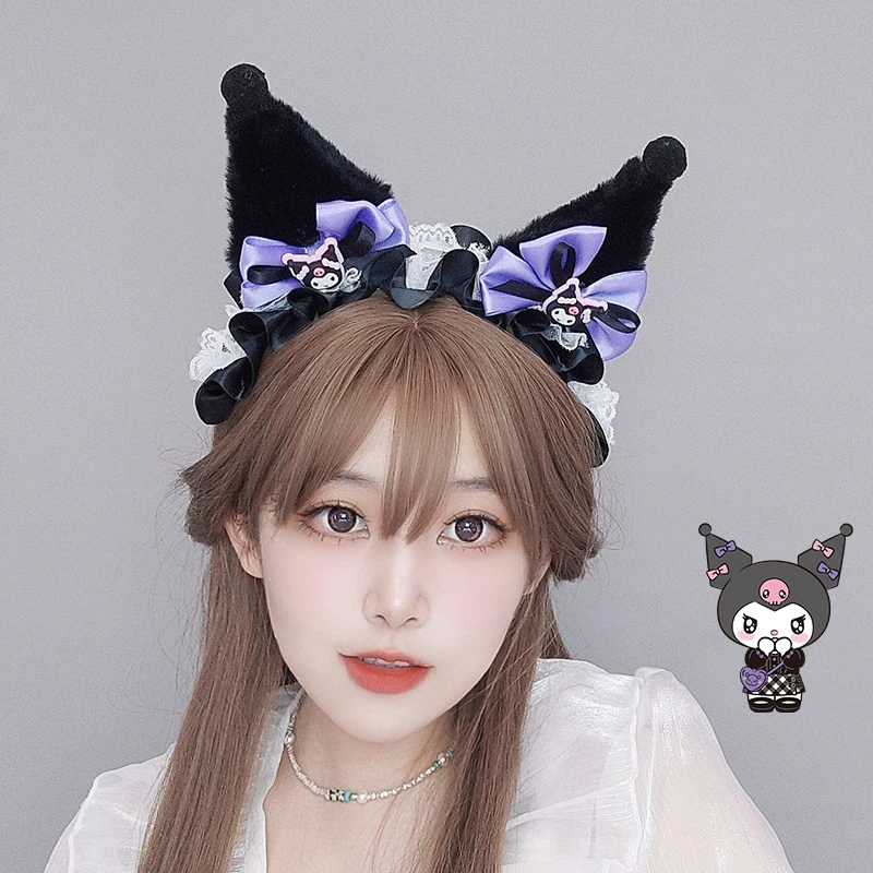 

Halloween Cute Sanrio Headband Kuromi Cartoon Kawaii Anime Take A Picture Hair Decoration Hair Accessories Property Toys Girls