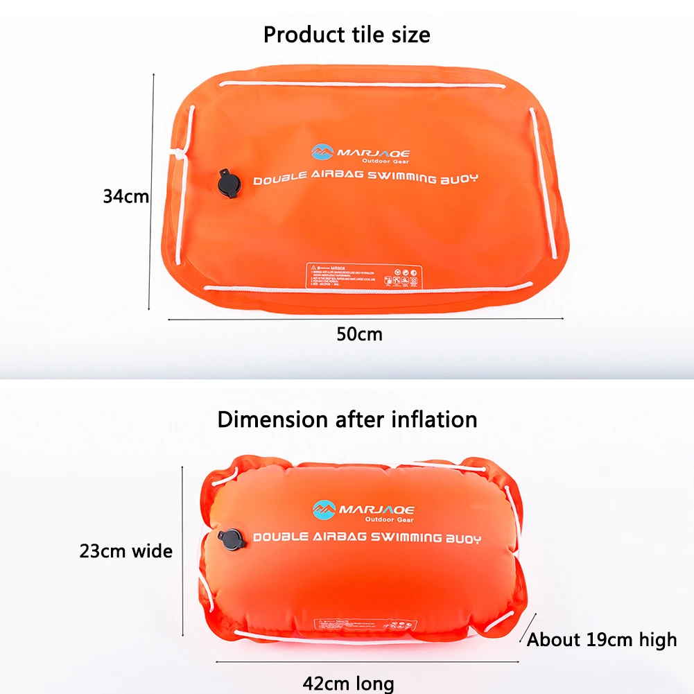 Multifunctional Air Bag Double Outdoor Safety Training Swimming Buoy with Waist Belt Water Sports Lifesaver Float Tow Bag