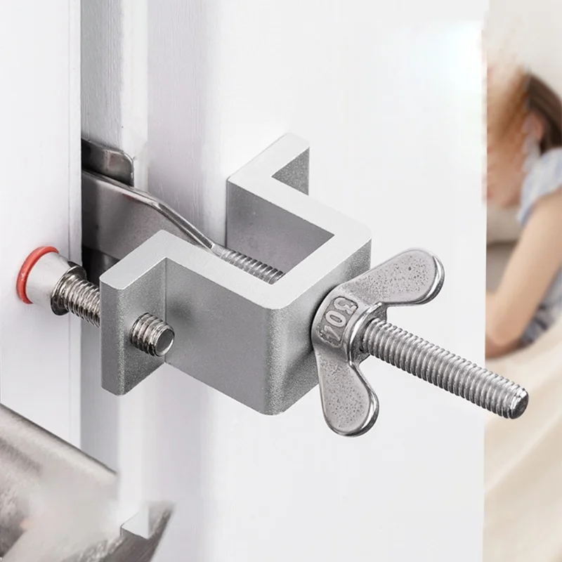 Portable Door Lock Double Nut Adjustment Body Hotel Travel Self Defense Anti Theft Safety 1Pc