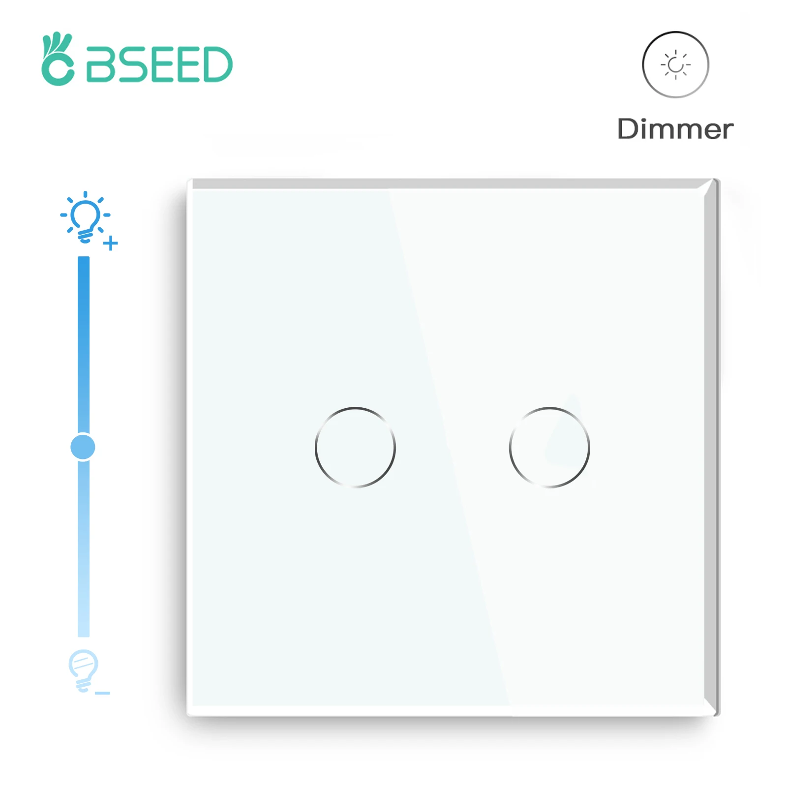 Bseed-led Interruptores Dimmer de Parede Luzes Reguláveis Vidro Temperado Painel Sensor Luz de Fundo Azul Gangues 1way 10a
