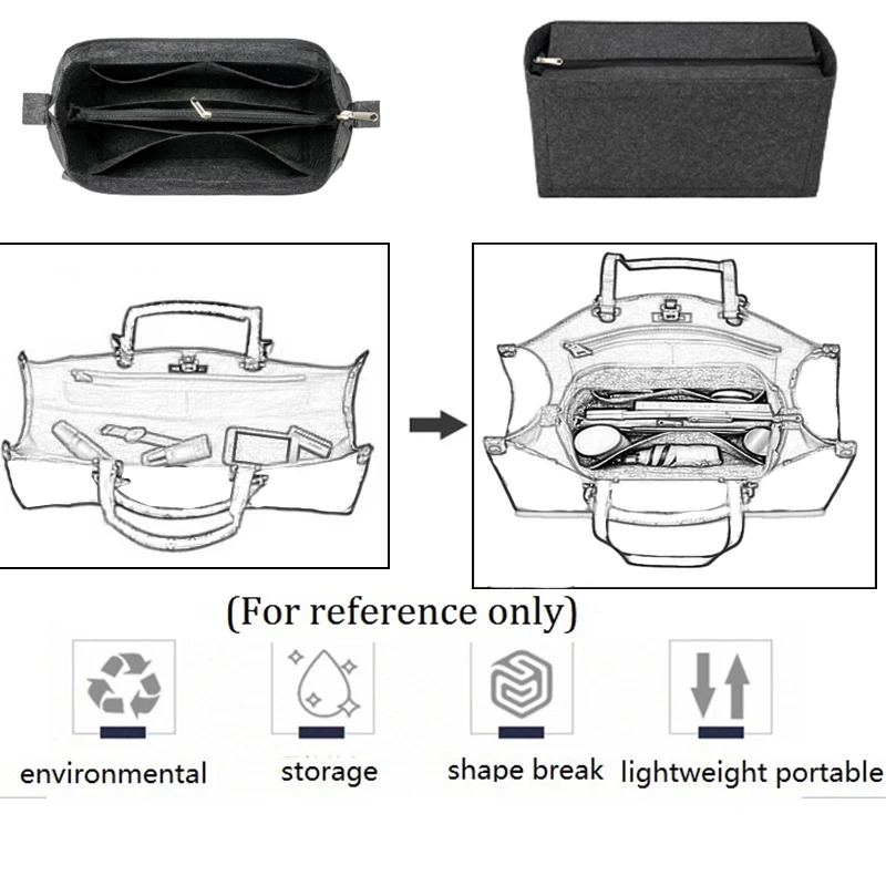 EverToner Women Felt Insert Bag Organizer For LV ONTHEGO Makeup Handbag Organizer Travel Inner Purse Portable Cosmetic Inside Ba