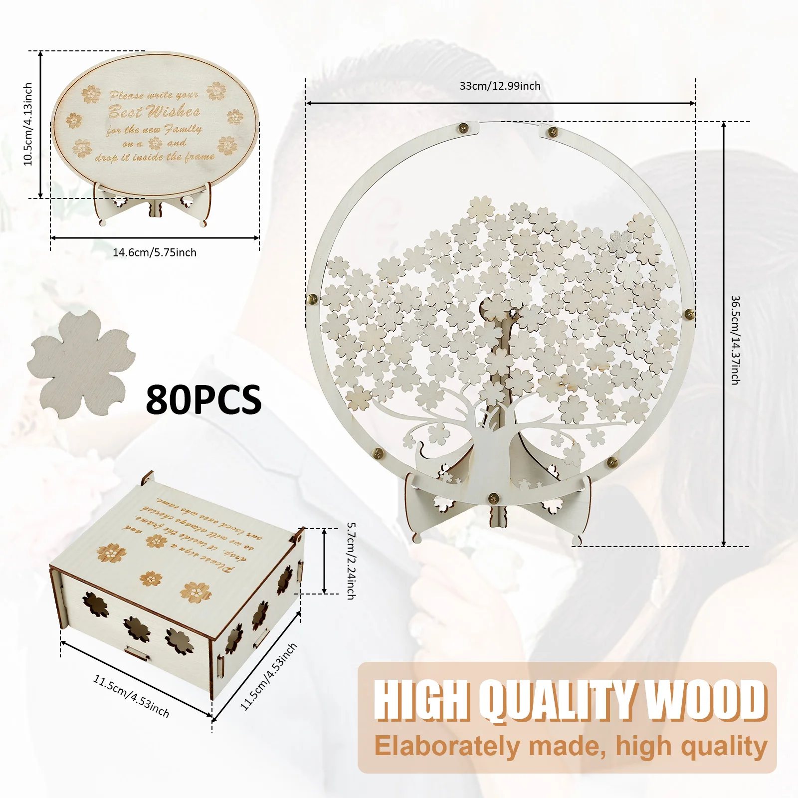 Wedding Guest Book Set Storage Box Wooden Guest Book Drop Box Personalized Wedding Decor Alternative