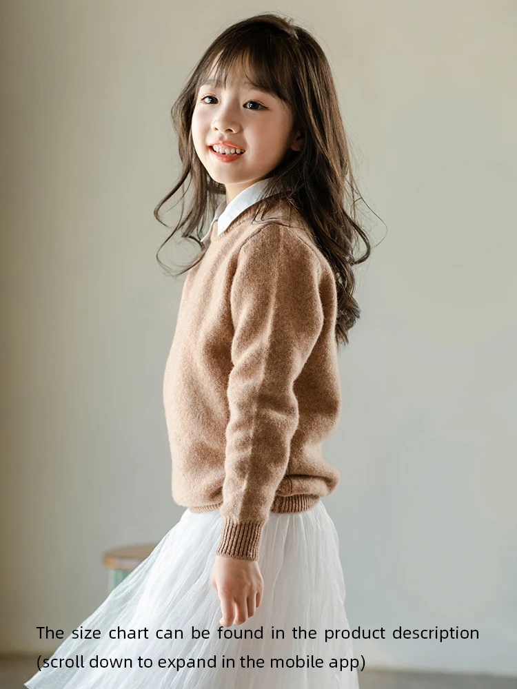 Children's Winter Basic Model Pure Wool Thick O-neck Pullover Boys Girls Kid 100% Au Merino Sweater Solid Teenager Tops Jumper 4
