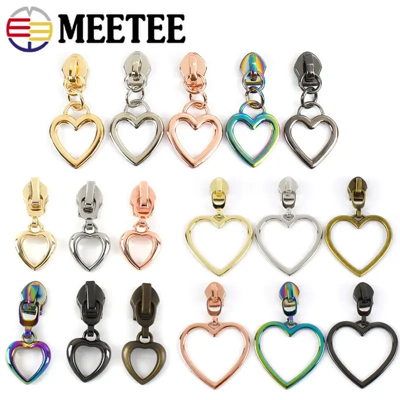 

5/10Pcs 5# Sewing Zipper Puller Sliders for Nylon Zippers Tapes Heart Zips Head Backpack Bag Clothes Repair Kits DIY Accessories