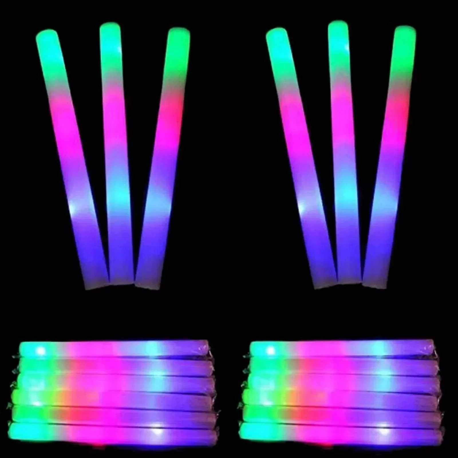 LED Glow Sticks Colorful RGB Glow Foam Stick for Christmas Birthday Wedding in The Dark Party Supplies glow sticks birthday party decorations 10/20/30/40/50/60pcs