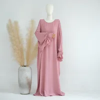 Fashion 2 pieces set Muslim Robe abaya syari Oversized Loose Soft Dress 3