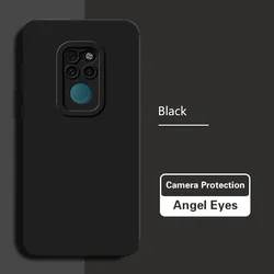 Luxury Soft Liquid Silicone Shockproof Phone Case with Straight Edge Angel Eyes Design for Huawei Mate 20 (Classic Black)