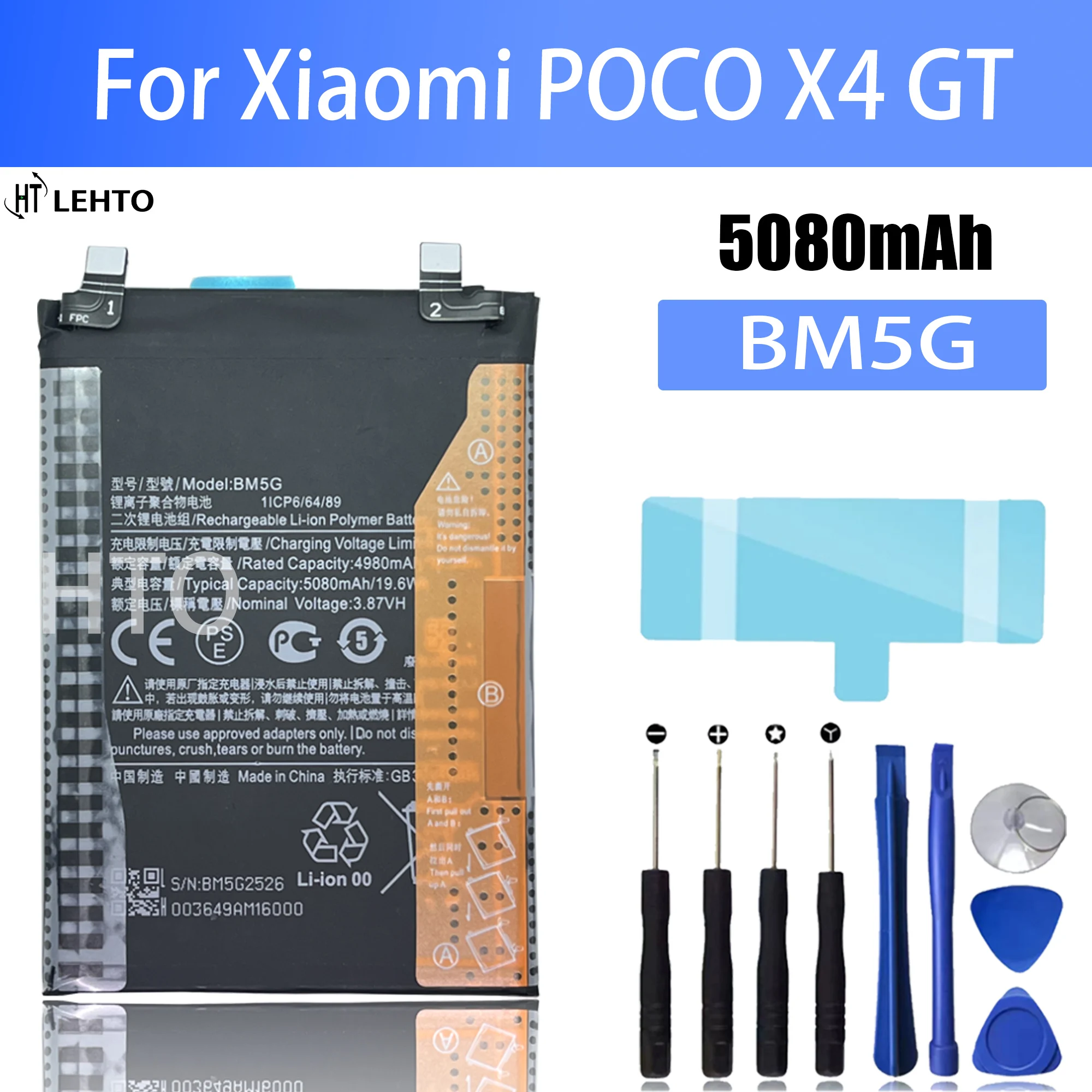 

100% high capacity BM5G Battery For xiaomi POCO X4 GT Phone Replacement Bateria