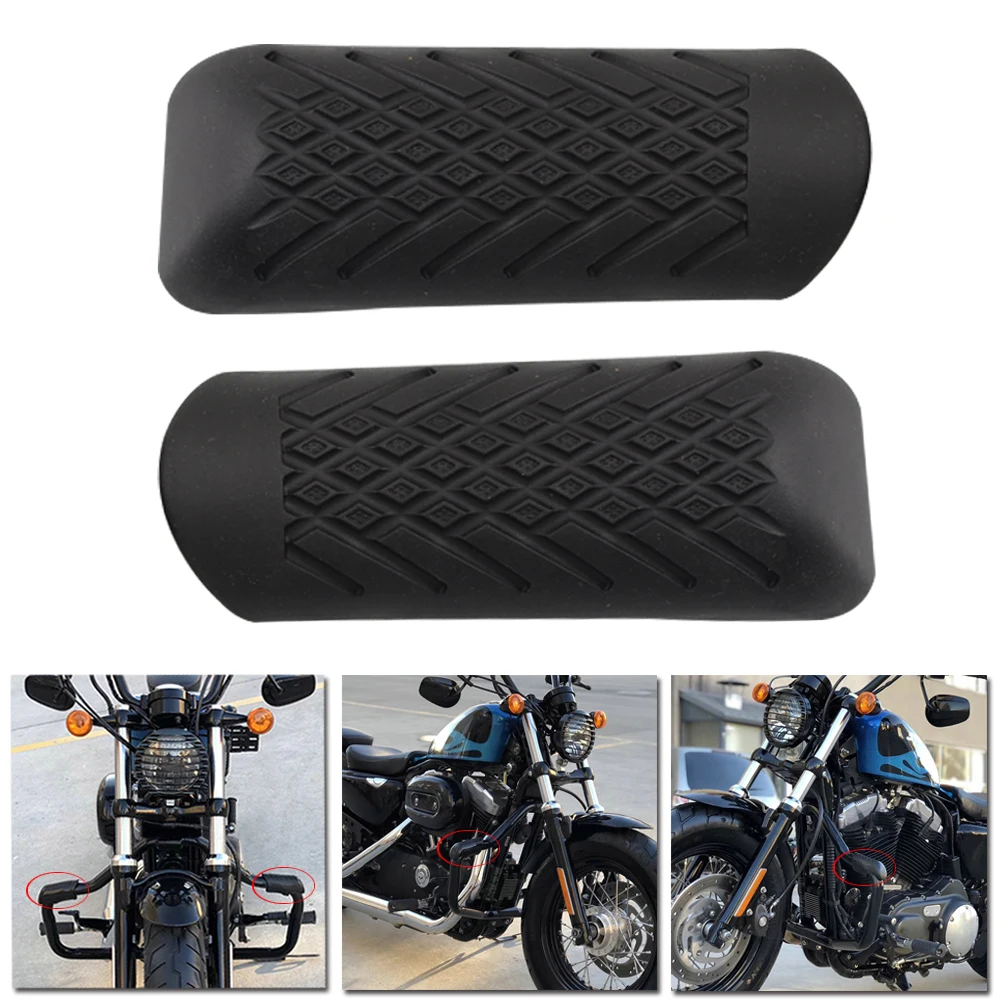 범용 1.25 오토바이 크래시 바 고무 보호 장치 - Harley Dyna, Softail, Touring 모델용 엔진 가드 커버 및 슬라이더