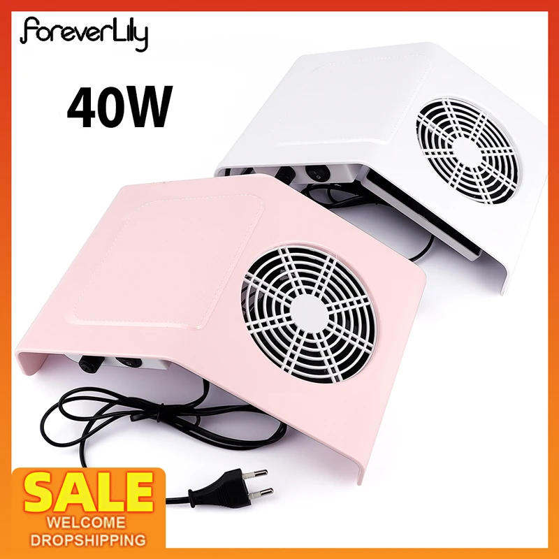 40w Nail Dust Collector Nail Suction Fan Nail Dust Vacuum Cleaner Manicure Machine With 2 Dust