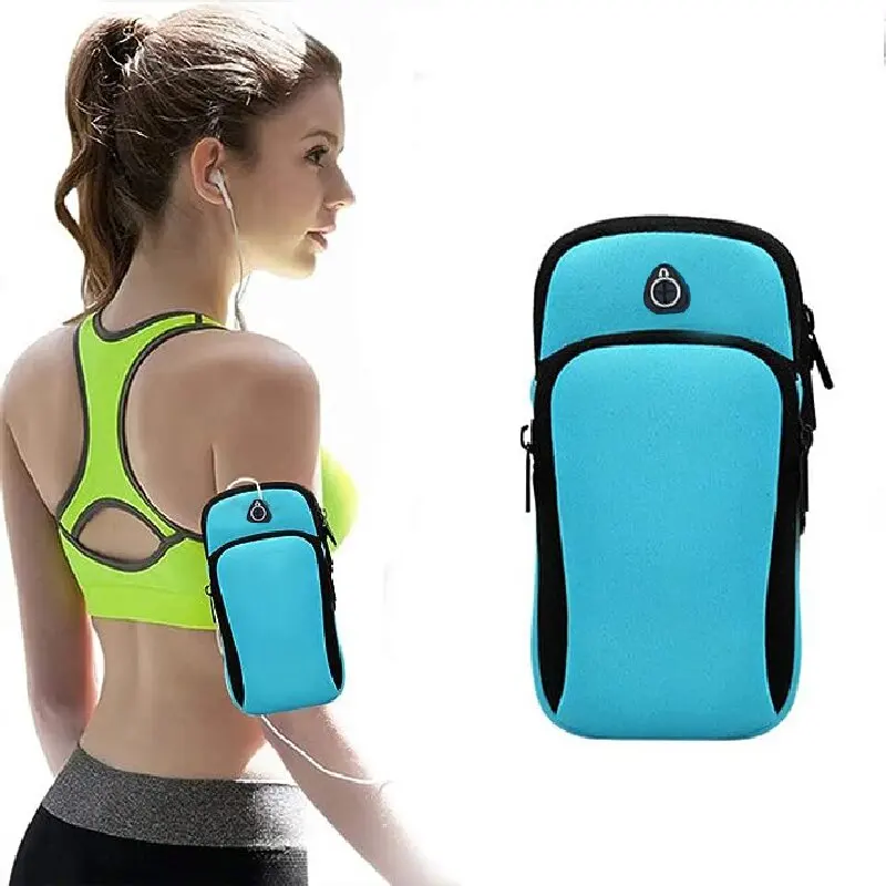 Phone Arm Bag Sweatproof Oxford Sport Fitness Running Phone Arms Bag Armband Phone Case Holder Gym Arm Band Headphone Hole