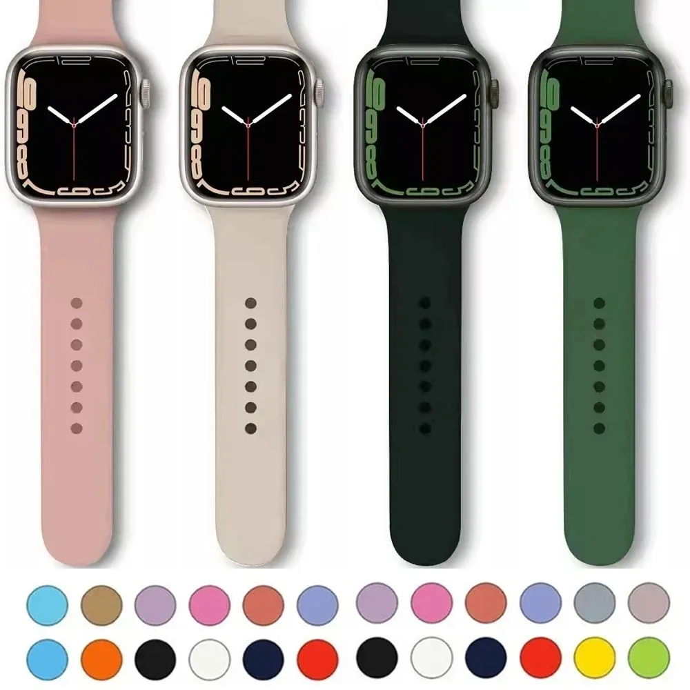 Silikonarmband für Apple Watch-Armbänder 45 mm 44 mm 40 mm 41 mm 49 mm 42 mm 46 mm Sportarmband iwatch Serie SE 6 7 8 9 10 11 Ultra 3 2