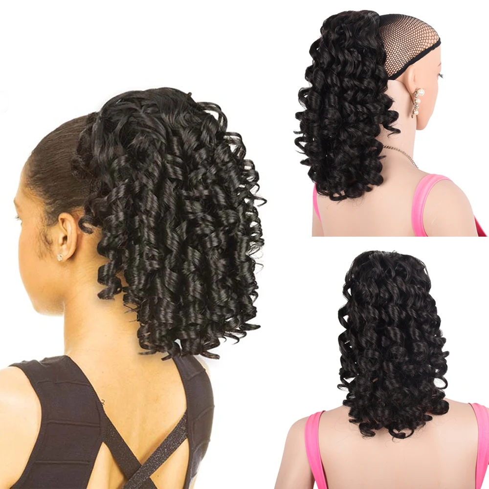 

Short Synthetic Afro Puff Kinky Curly Drawstring Ponytail for Women African American Pony Tail Clip in Hair Extension