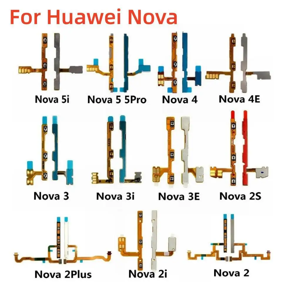 

New Power on/off & volume up/down buttons flex cable Replacement for Huawei Nova 5i 5 Pro 4e 4 3 3i 3e 2 2S 2i Plus Lite 7i