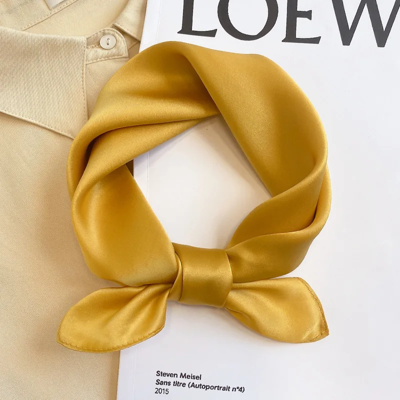 Red Solid Silk Square Scarf Women Satin Bandana Print Scarves Head Band Fashion Lady Hair Shawl Wrap Female Neckerchief Hijab 3