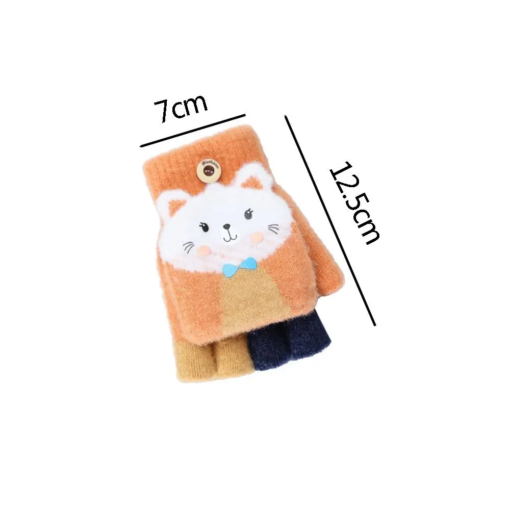 Knitted Fingerless Gloves for Girls Cartoon Cat Ears Baby Mittens Warm Children Winter Half Finger Gloves Baby Accessories 6
