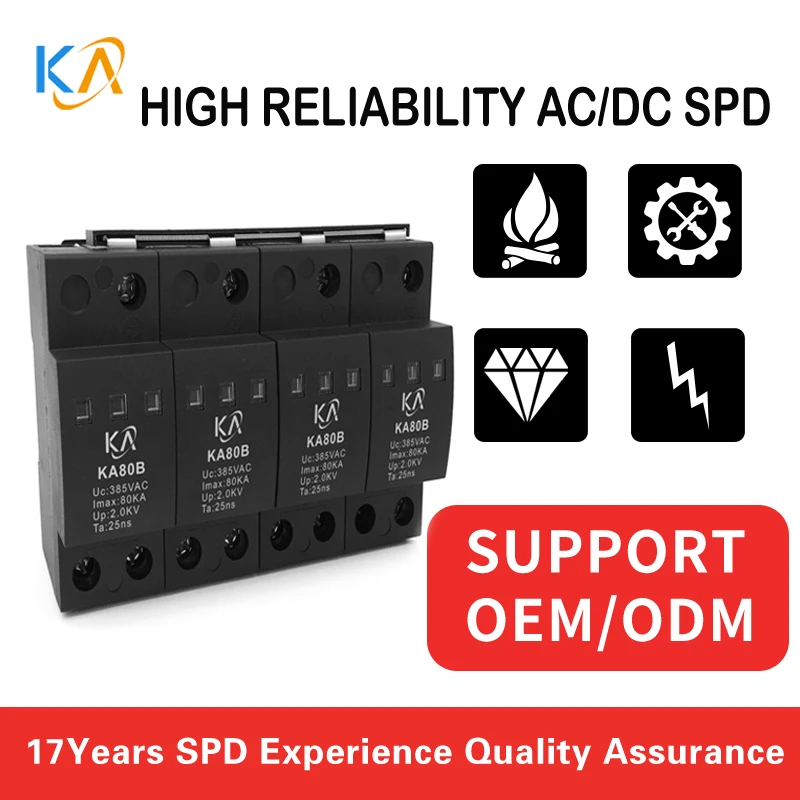 Ka80B4 Classe Ii Scaricatore Di Alimentazione Ca B 380V Scaricatore Trifase 80Ka Limitatore Di Sovratensione